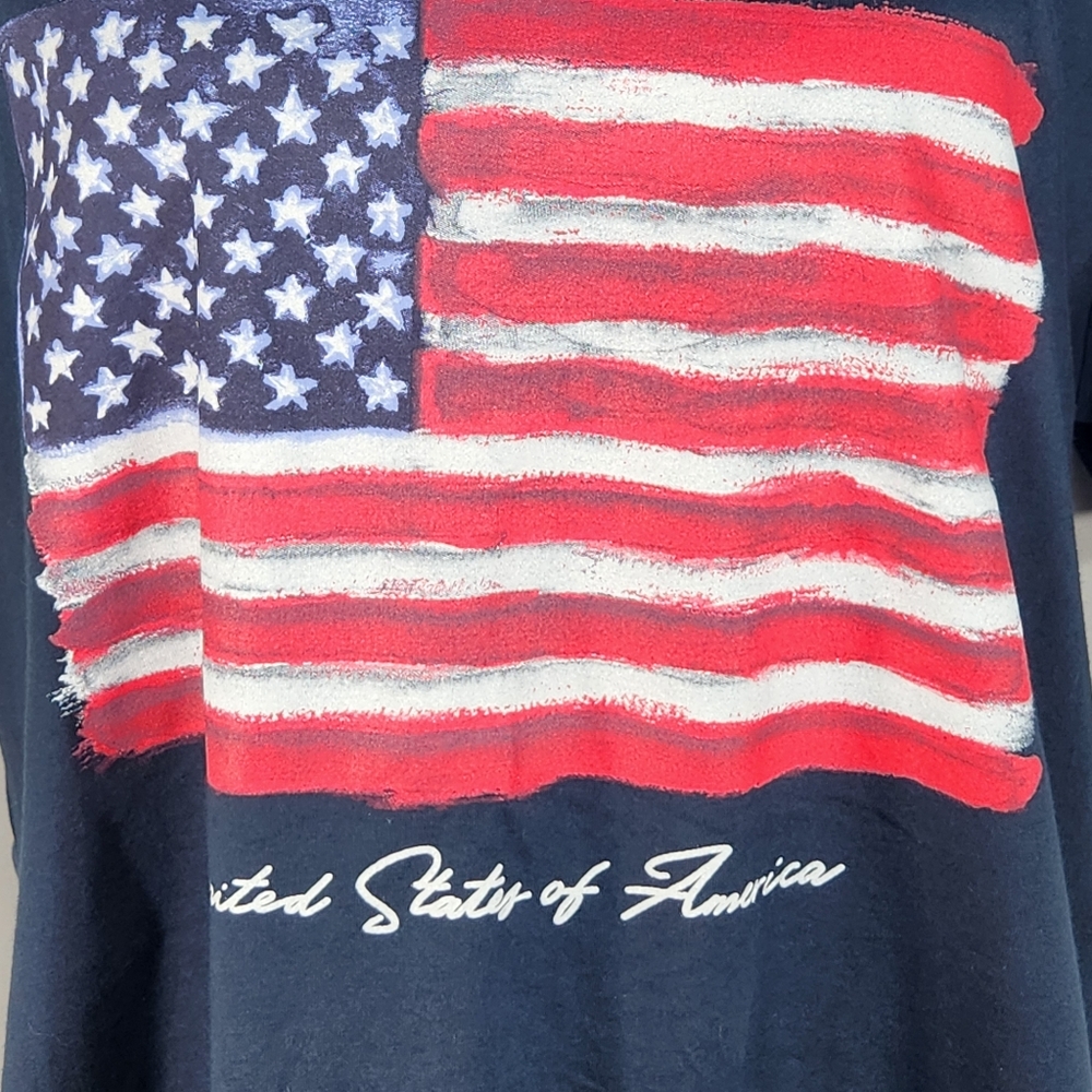 General Standard Black American Flag Graphic Short Sleeve Tee Shirt Size XLarge